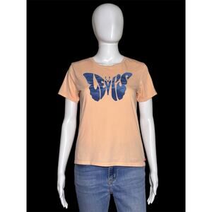 Levi's Peach Butterfly Logo Graphic Casual T-Shirt Girls Youth Size XL